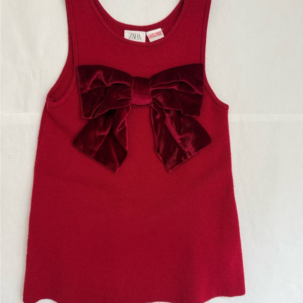 Zara Kids Burgundy Tank Top with Velvet Bow